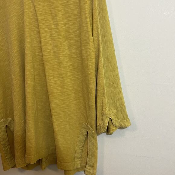 Soft‎ Surroundings XL Organic Cotton Yellow Top Lagenlook Hood Buttons - Picture 4 of 11